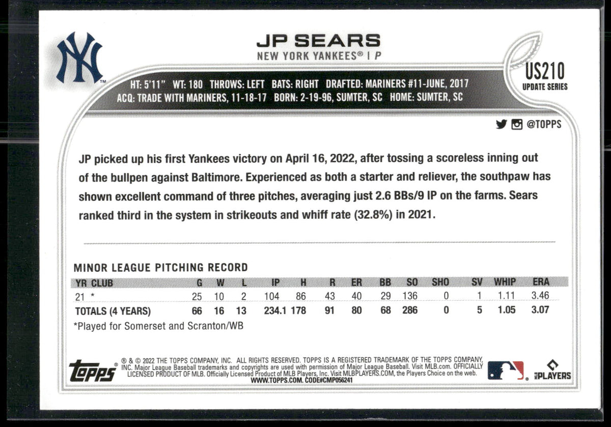 2022 Topps Update #US210 JP Sears