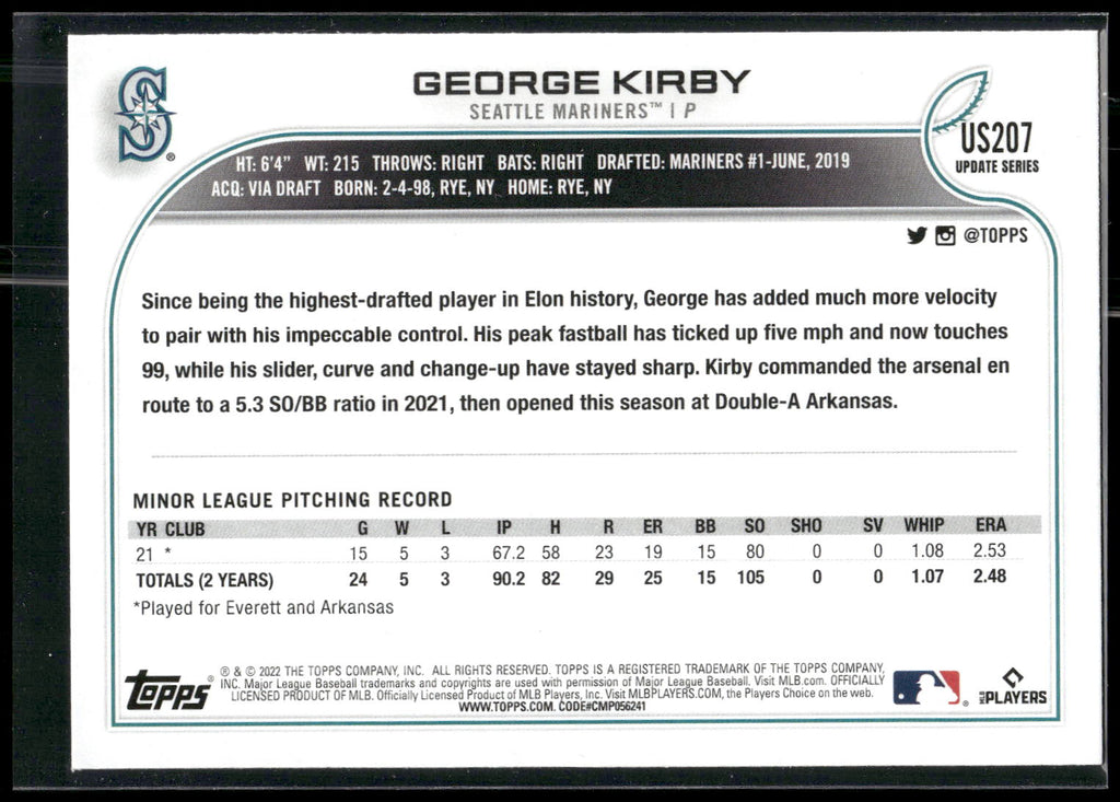 2022 Topps Update #US207 George Kirby