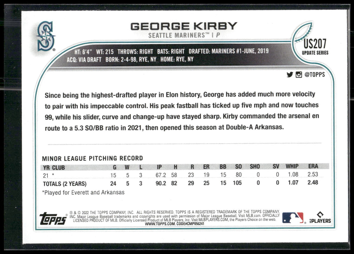 2022 Topps Update #US207 George Kirby