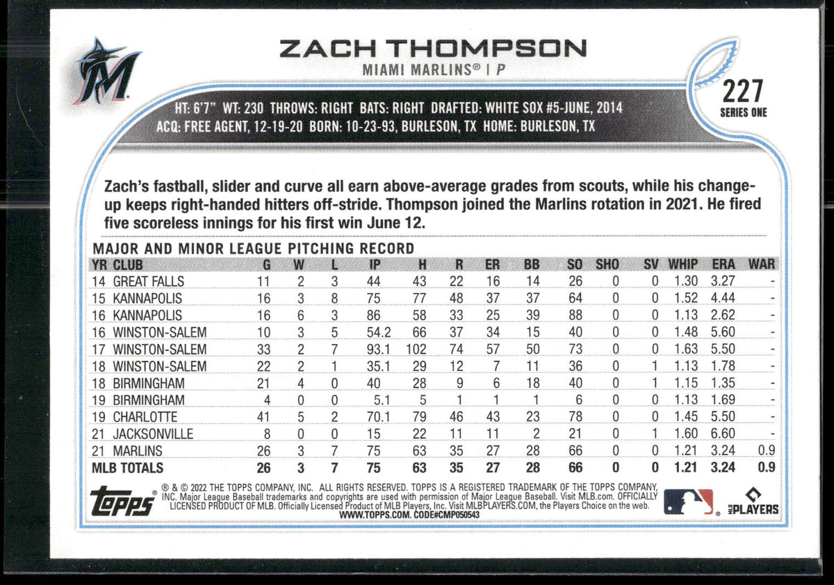 2022 Topps #227 Zach Thompson