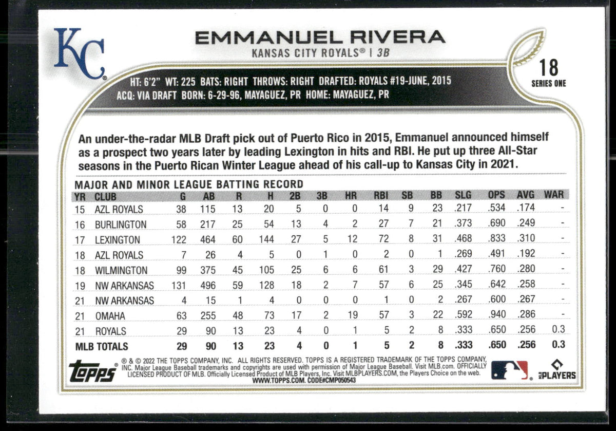 2022 Topps #18 Emmanuel Rivera