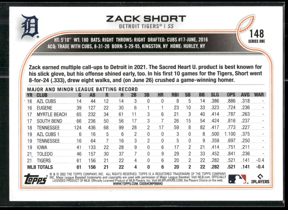2022 Topps #148 Zack Short