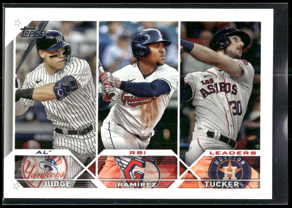 2023 Topps #241 AL RBI Leaders (Aaron Judge / José Ramírez / Kyle Tucker)