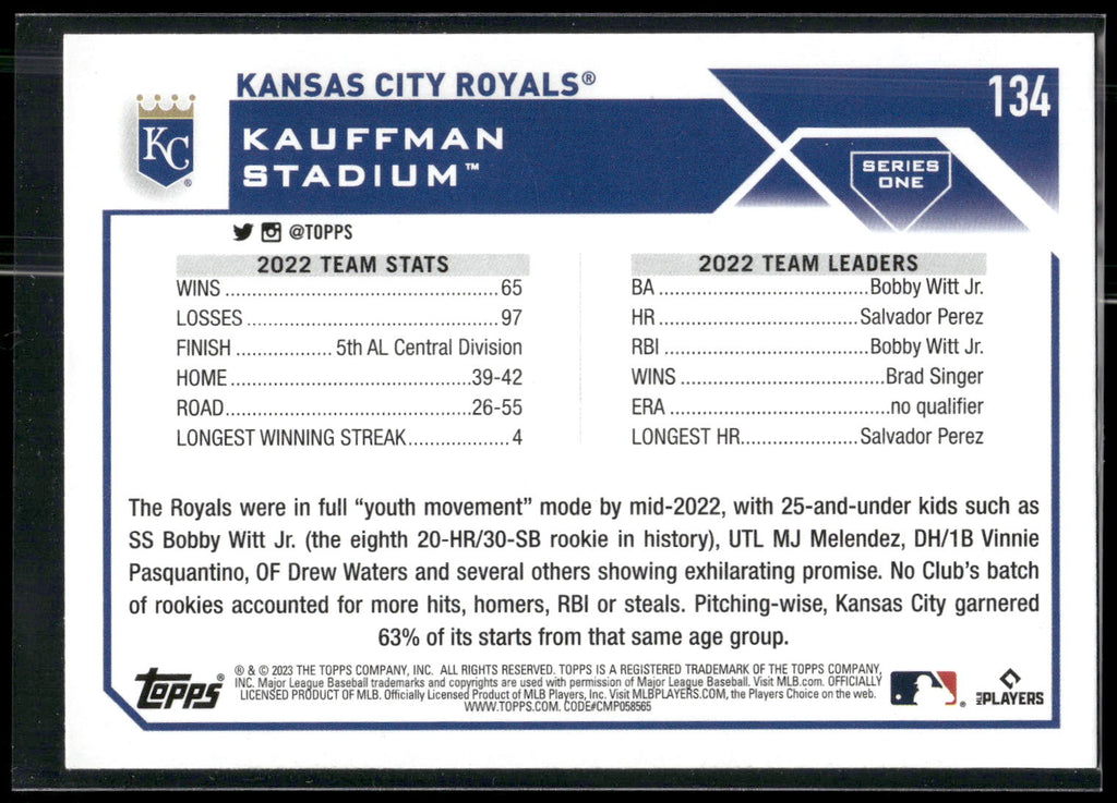 2023 Topps #134 Kansas City Royals