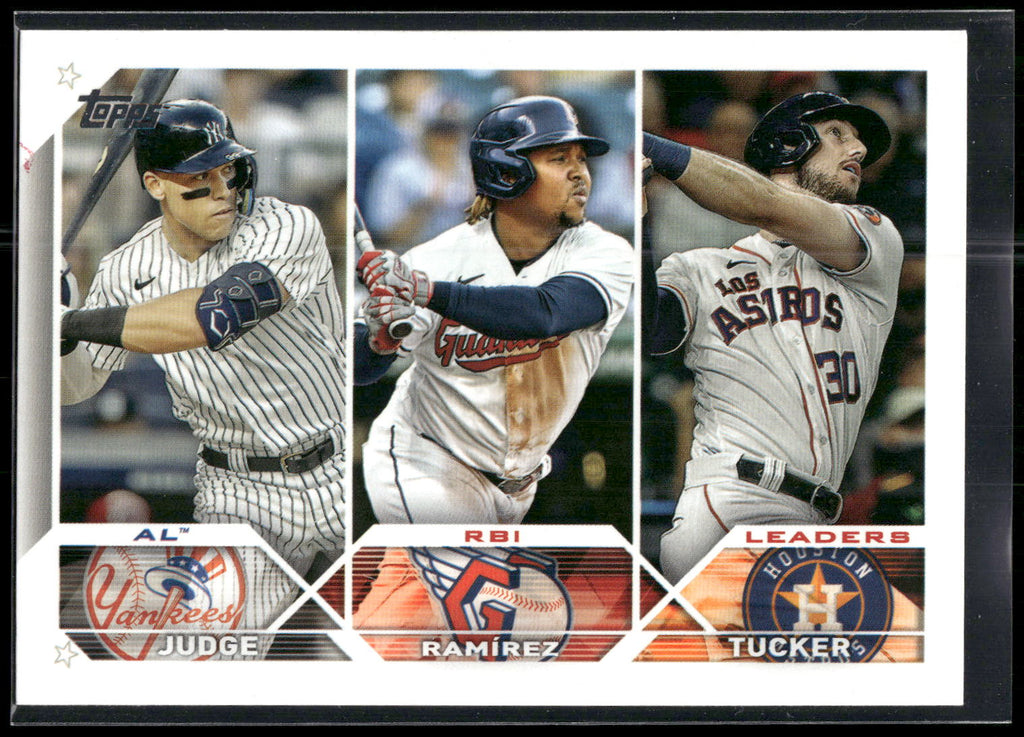 2023 Topps #241 AL RBI Leaders (Aaron Judge / José Ramírez / Kyle Tucker)