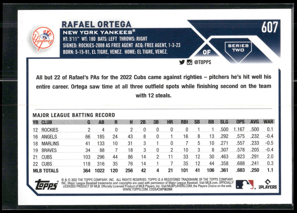 2023 Topps #607 Rafael Ortega