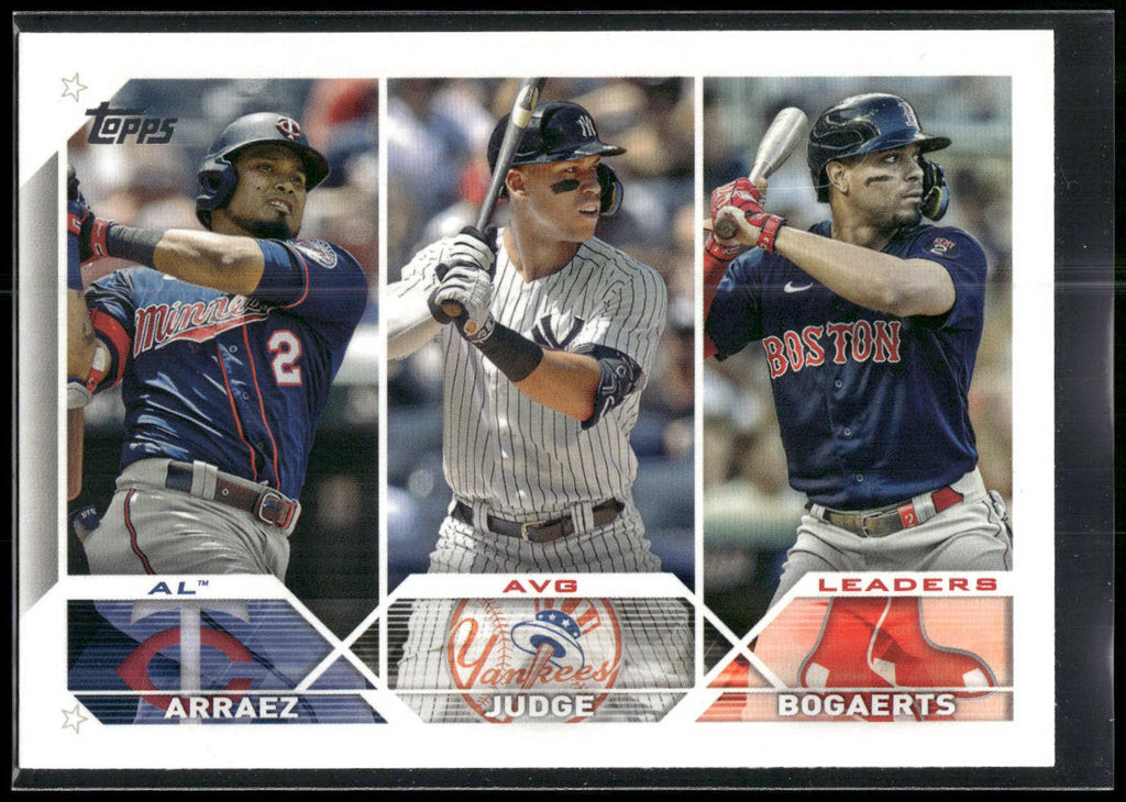 2023 Topps #289 AL Avg Leaders (Luis Arraez / Aaron Judge / Xander Bogaerts)