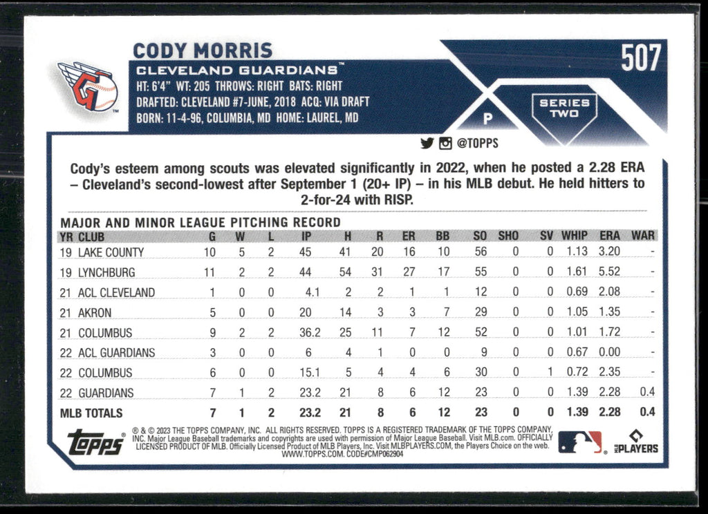 2023 Topps #507 Cody Morris