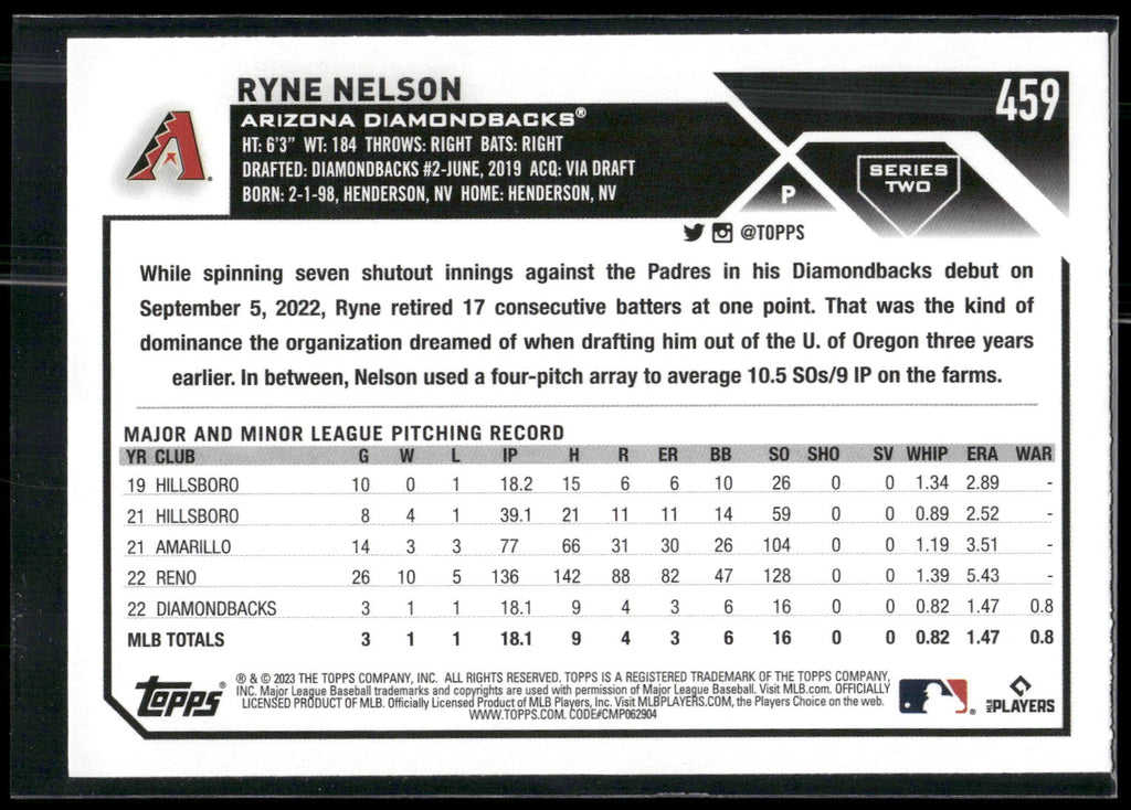 2023 Topps #459 Ryne Nelson