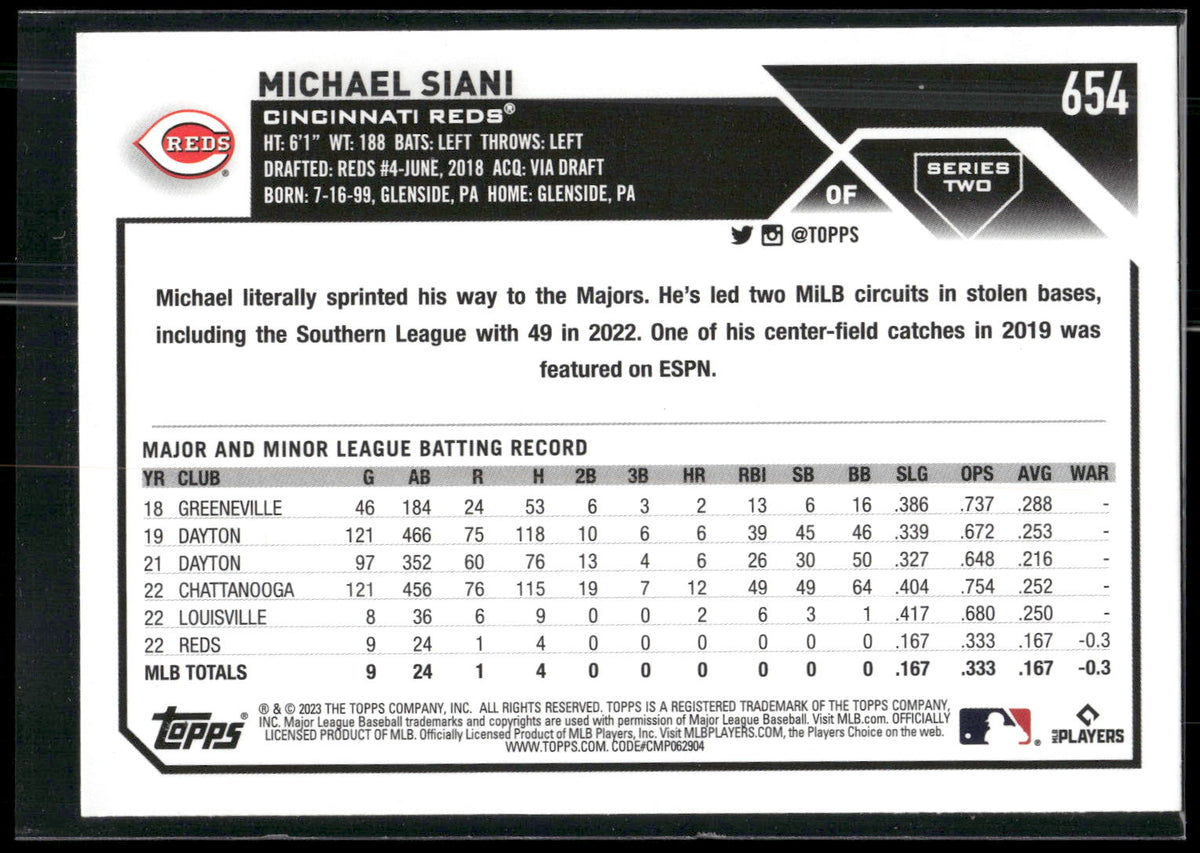 2023 Topps #654 Michael Siani