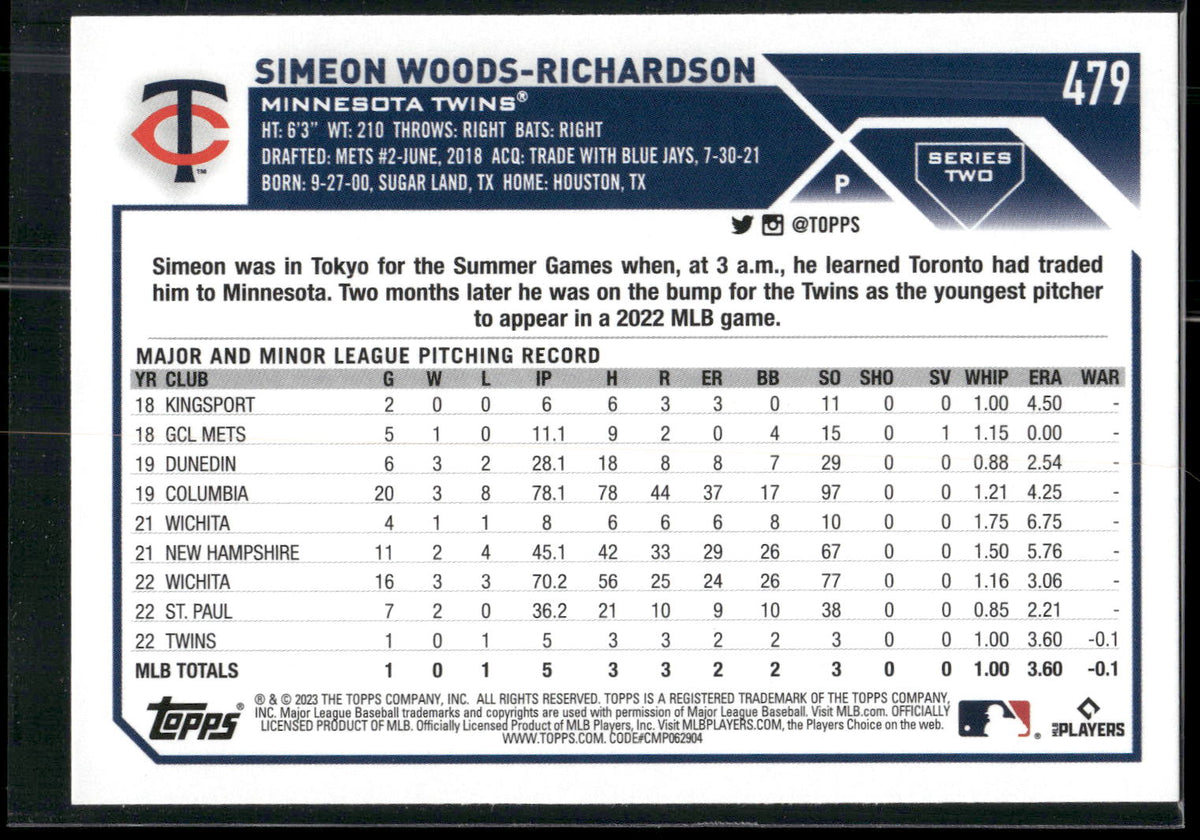 2023 Topps #479 Simeon Woods Richardson
