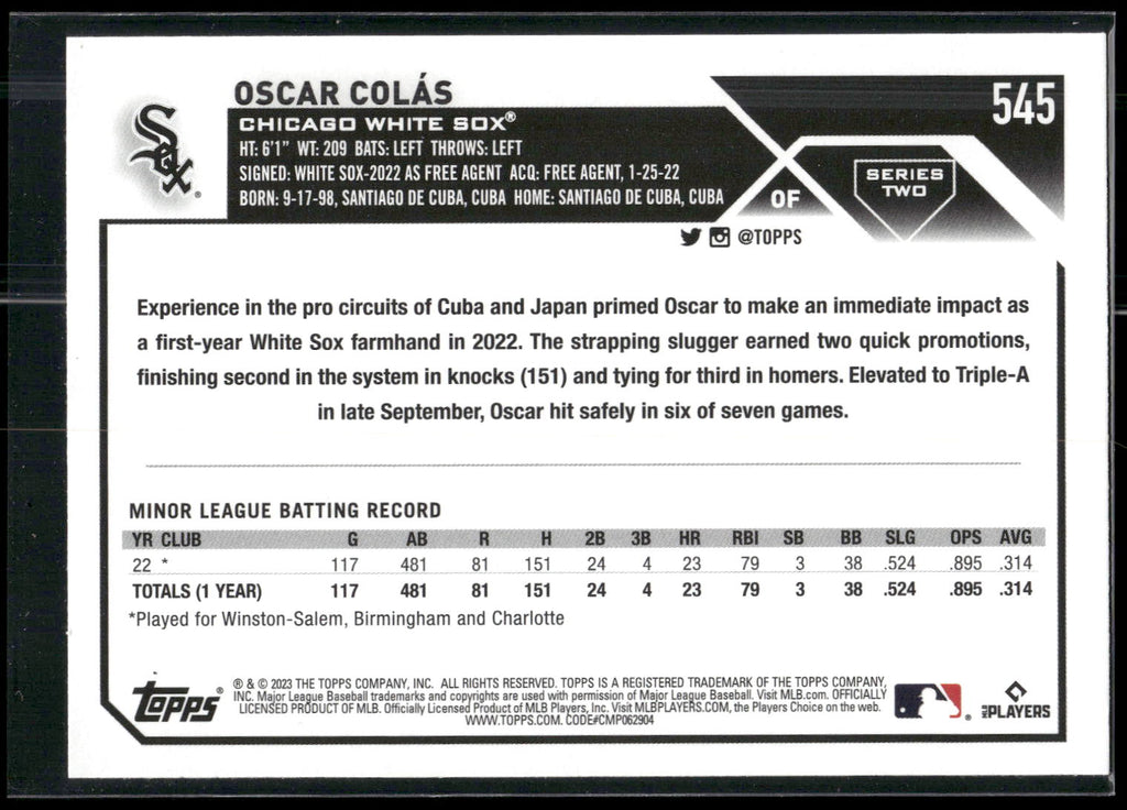 2023 Topps #545 Oscar Colás