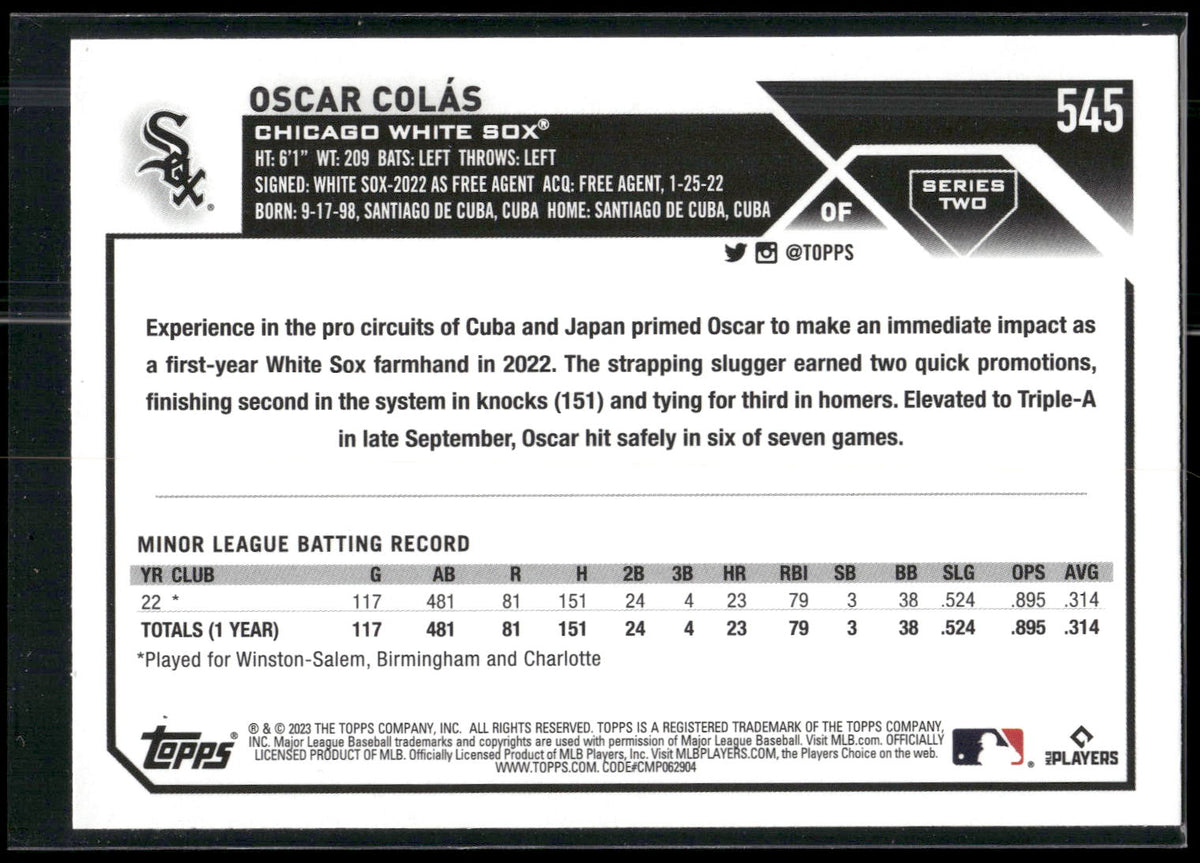 2023 Topps #545 Oscar Colás