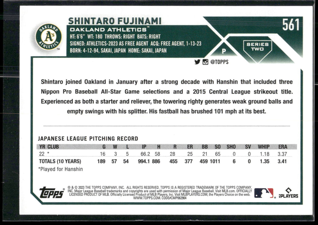 2023 Topps #561 Shintaro Fujinami