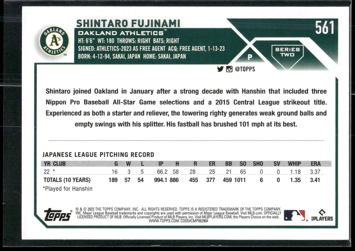 2023 Topps #561 Shintaro Fujinami