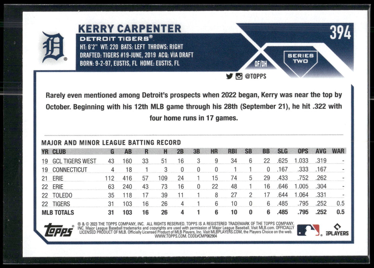 2023 Topps #394 Kerry Carpenter