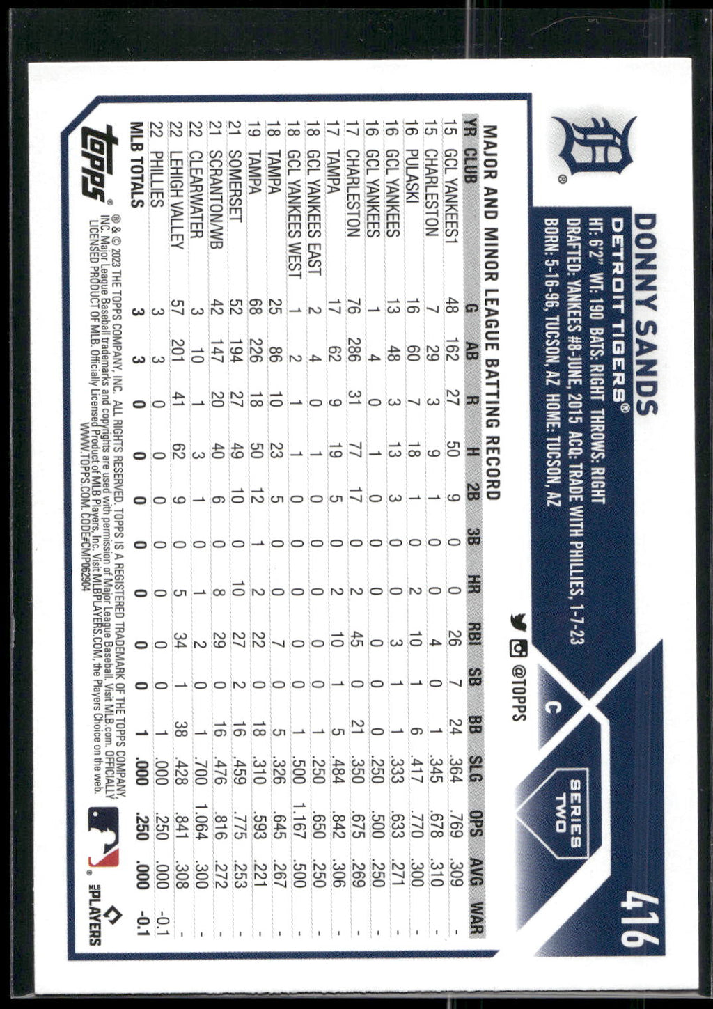 2023 Topps #416 Donny Sands