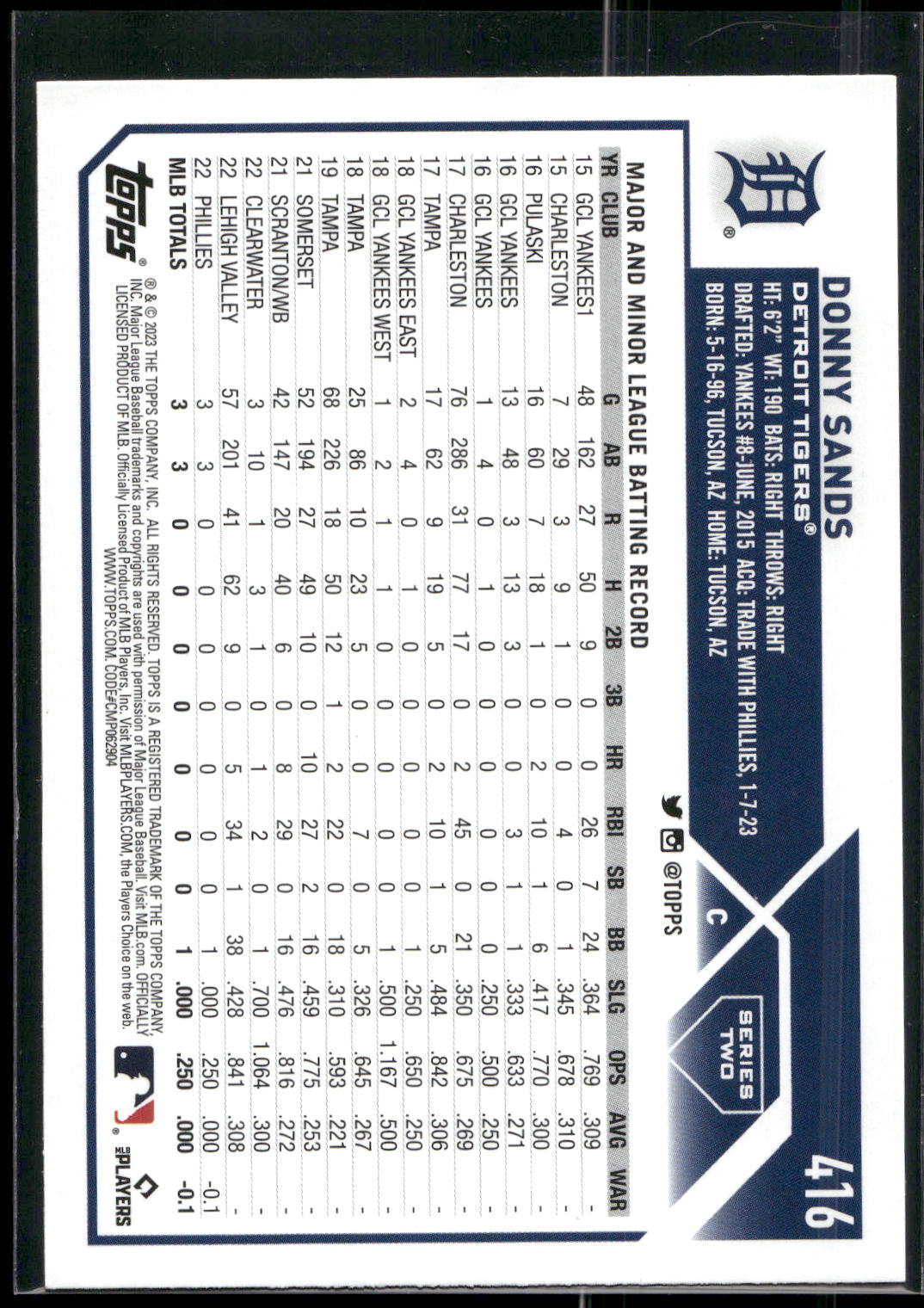 2023 Topps #416 Donny Sands