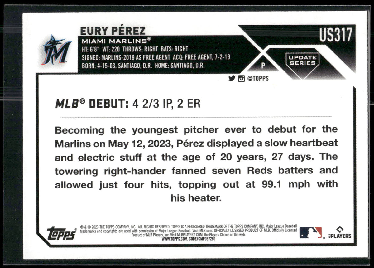 2023 Topps Update #US317 Eury Pérez