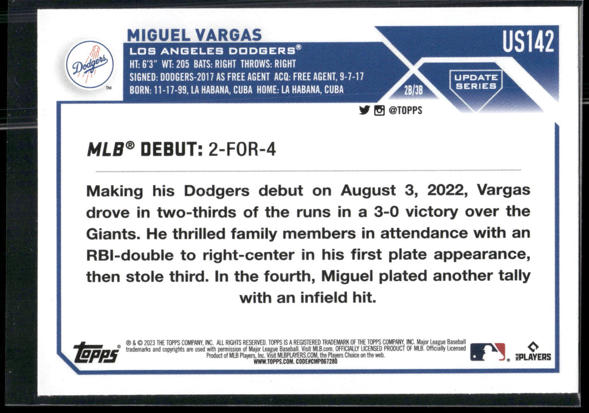 2023 Topps Update #US142 Miguel Vargas