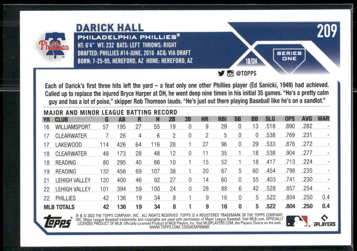2023 Topps #209 Darick Hall