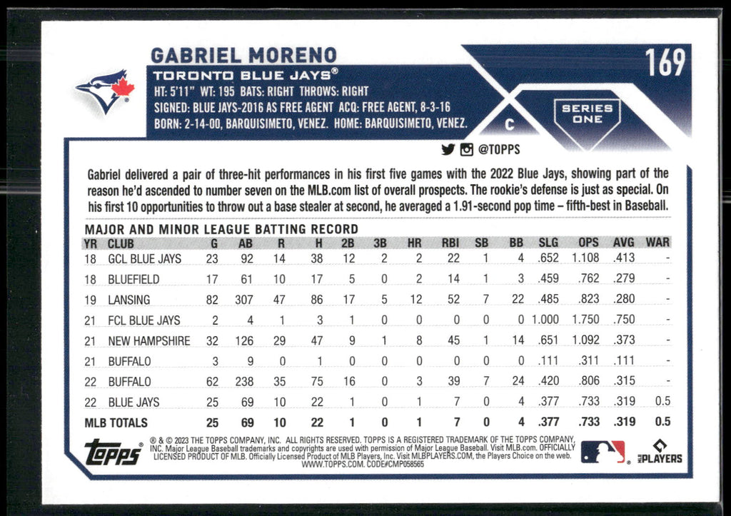 2023 Topps #169 Gabriel Moreno