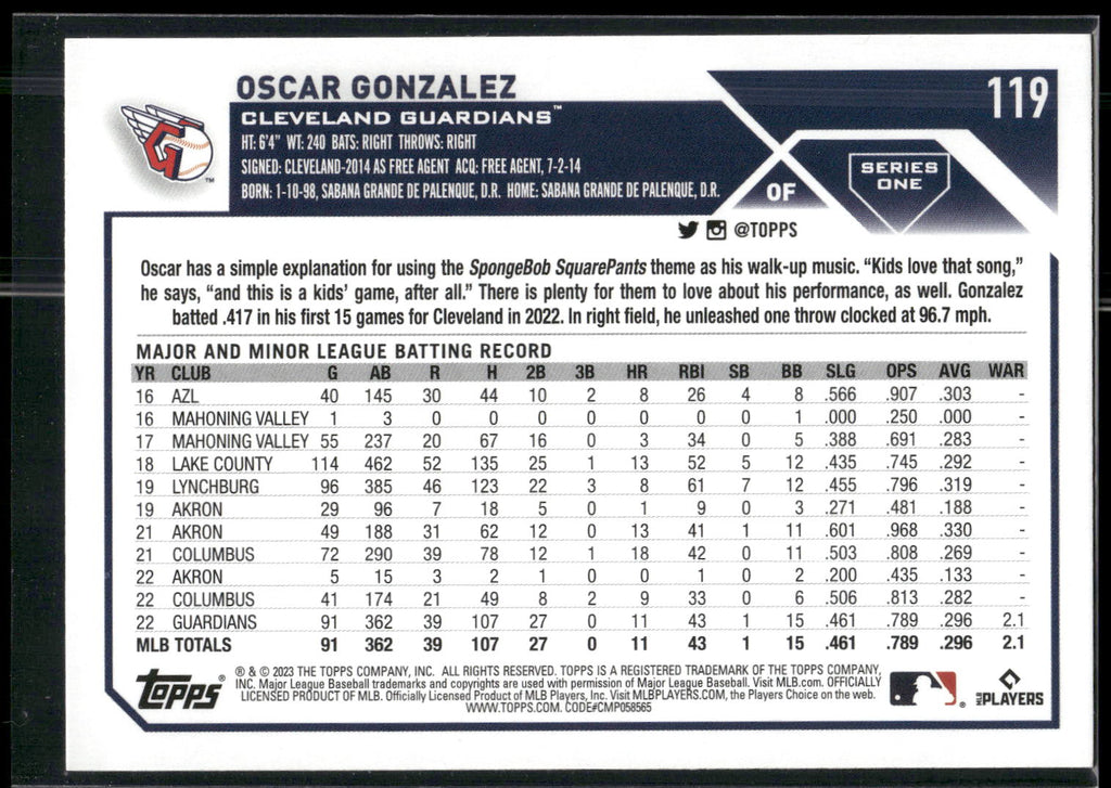 2023 Topps #119 Oscar Gonzalez