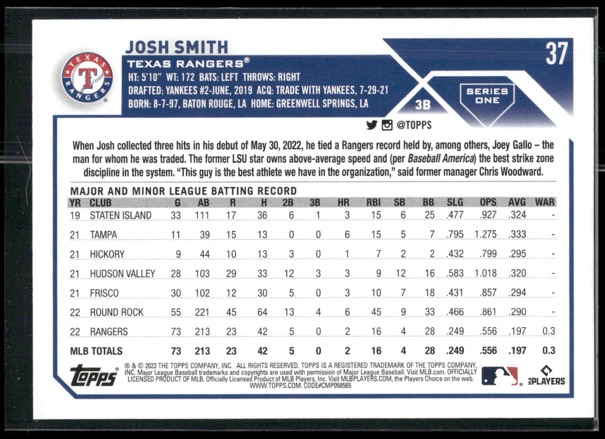 2023 Topps #37 Josh Smith