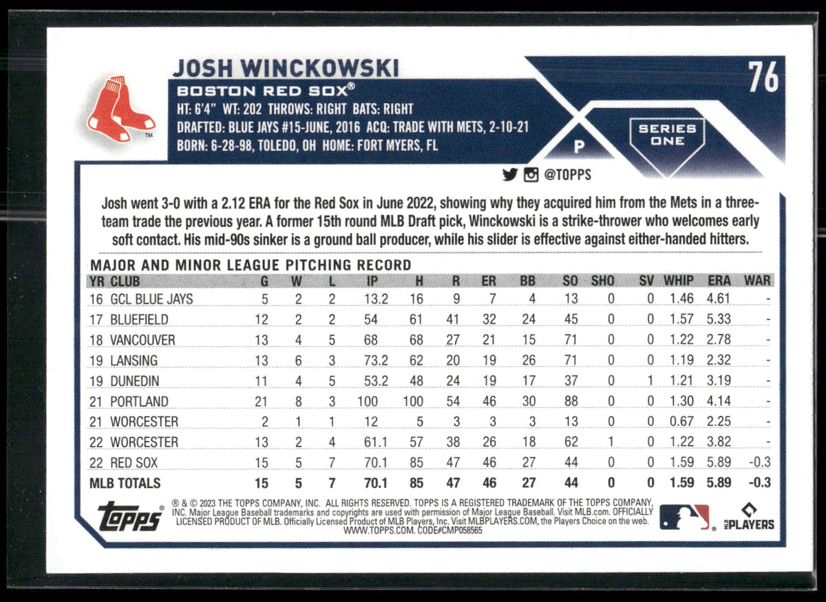 2023 Topps #76 Josh Winckowski