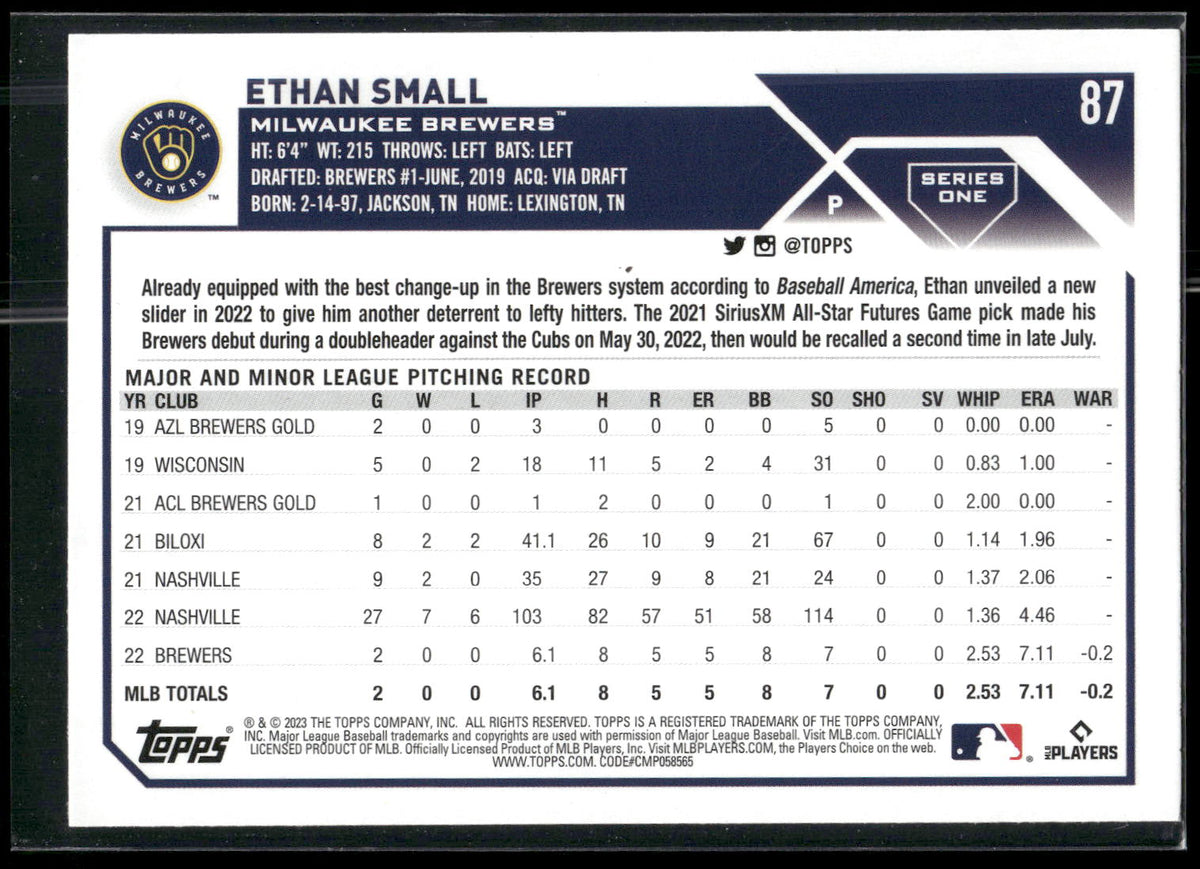 2023 Topps #87 Ethan Small