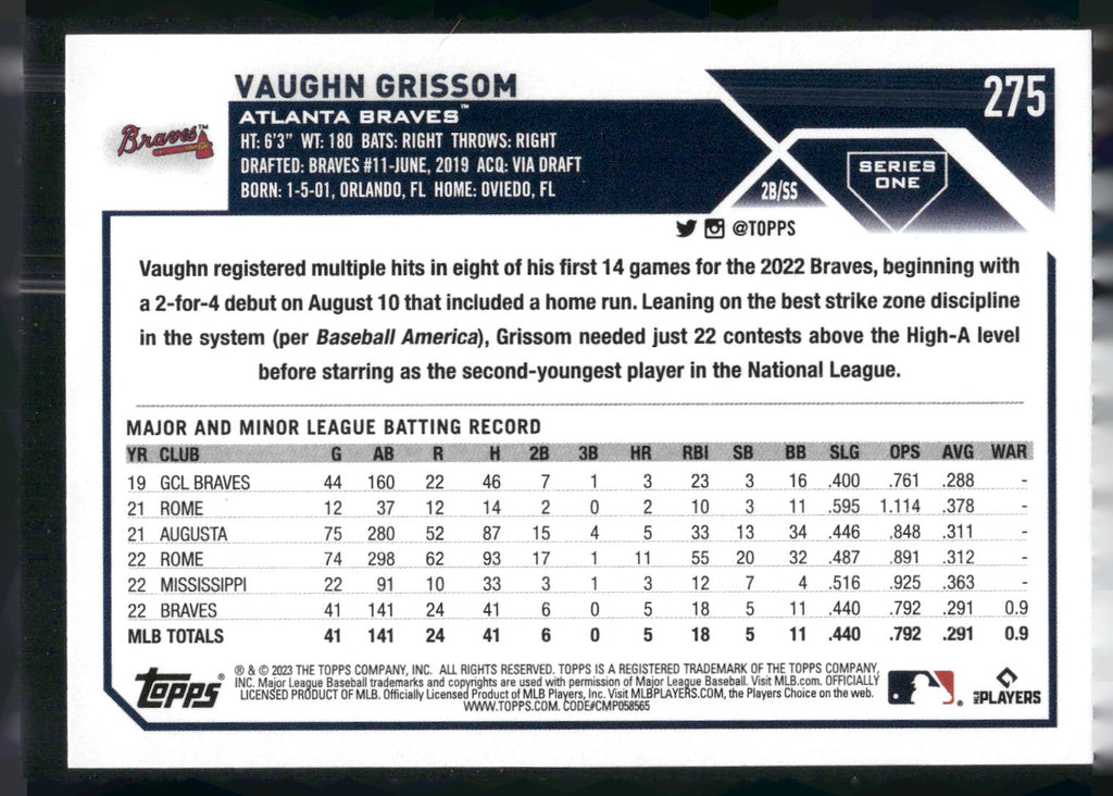 2023 Topps #275 Vaughn Grissom