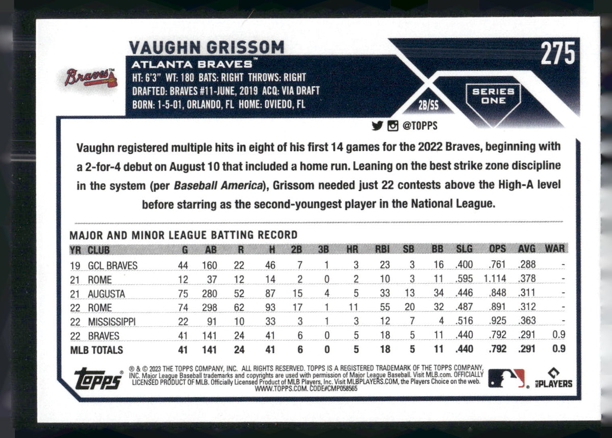 2023 Topps #275 Vaughn Grissom