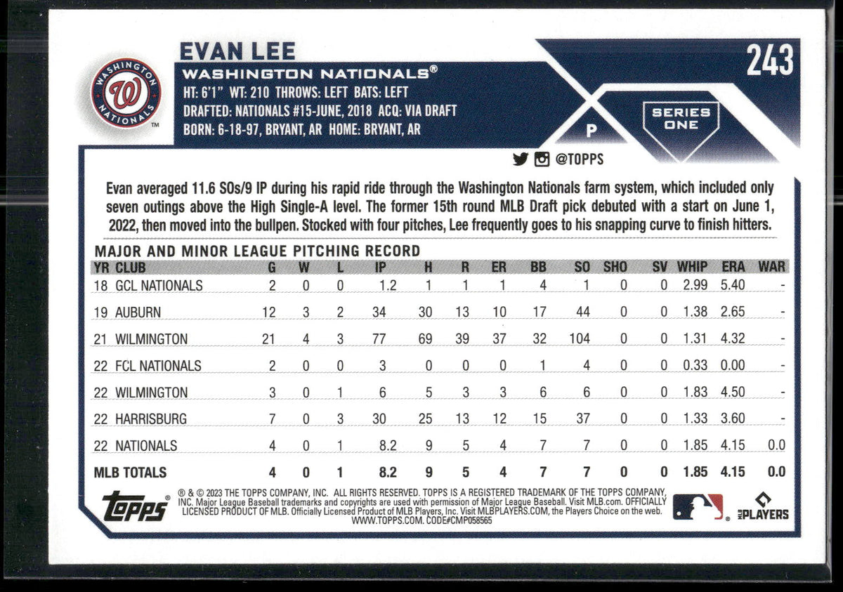 2023 Topps #243 Evan Lee