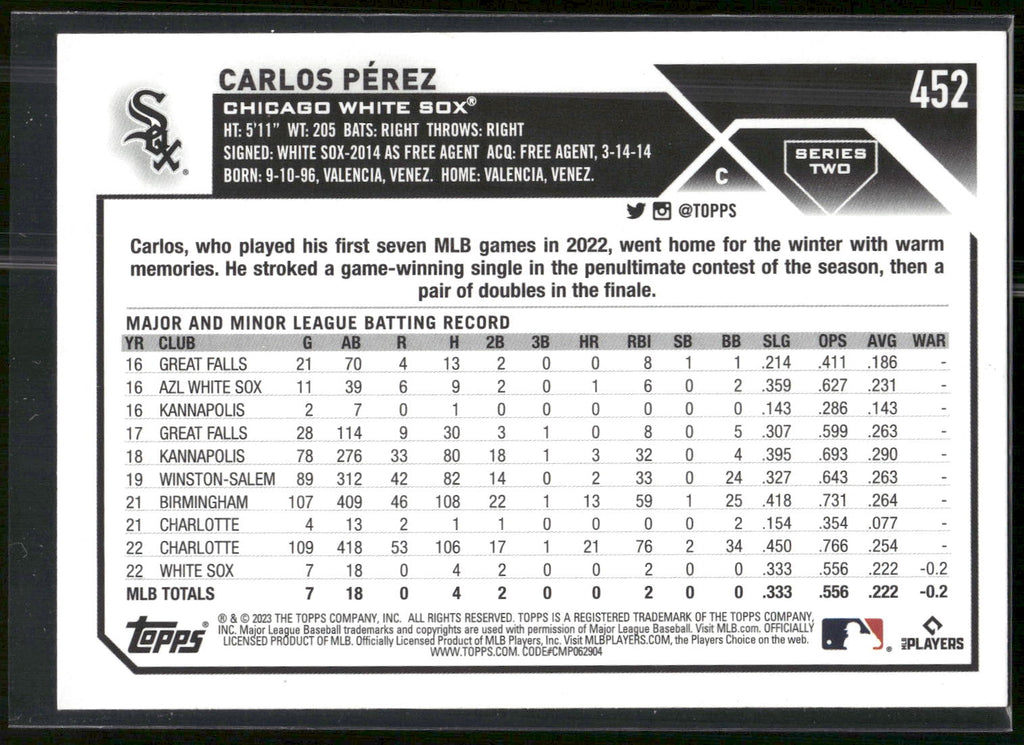 2023 Topps #452 Carlos Pérez