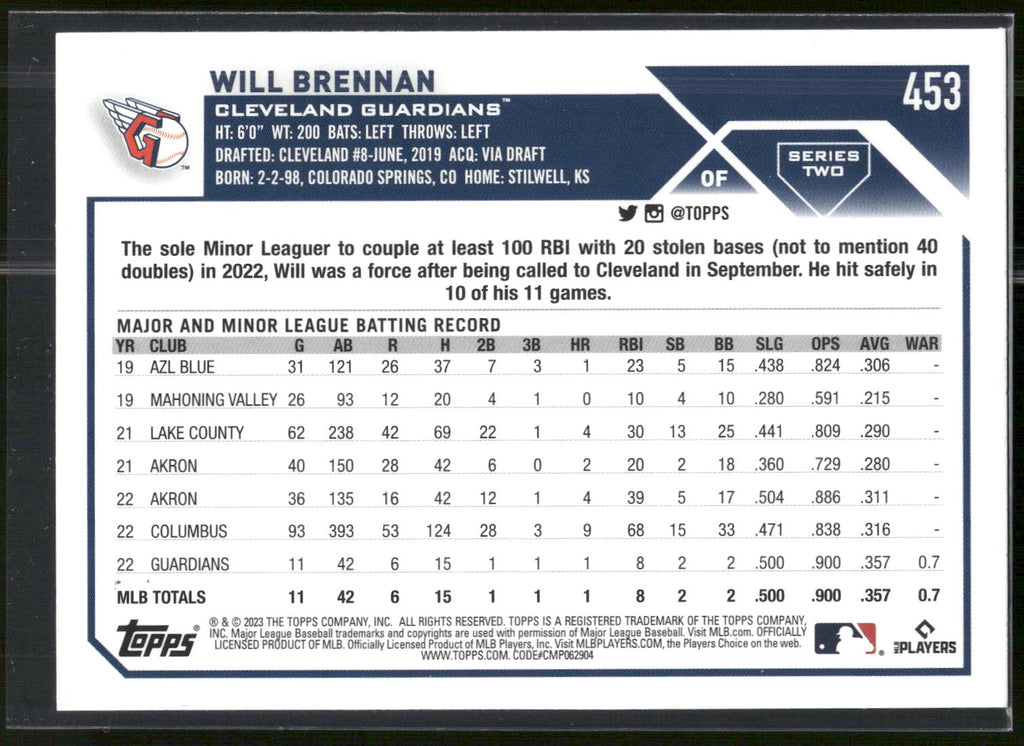 2023 Topps #453 Will Brennan