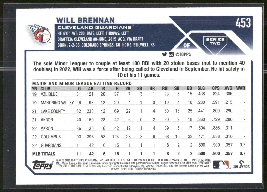2023 Topps #453 Will Brennan
