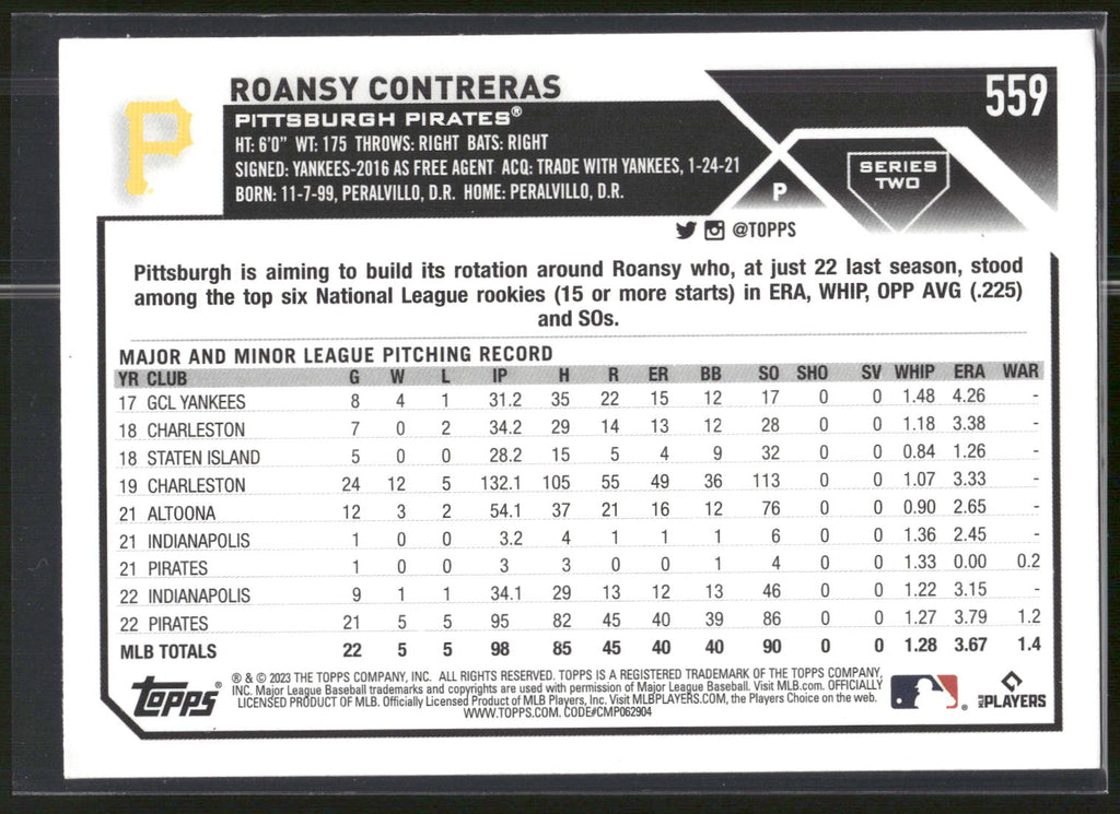 2023 Topps #559 Roansy Contreras