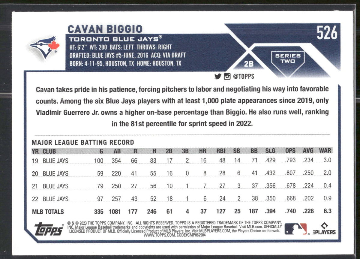 2023 Topps #526 Cavan Biggio
