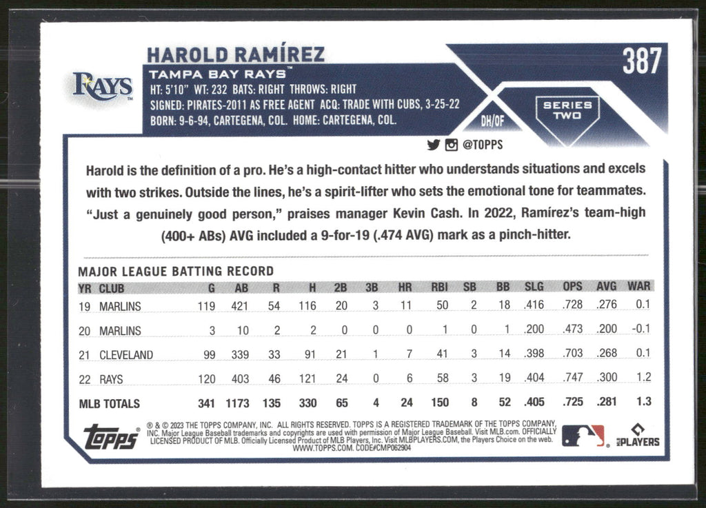 2023 Topps #387 Harold Ramirez