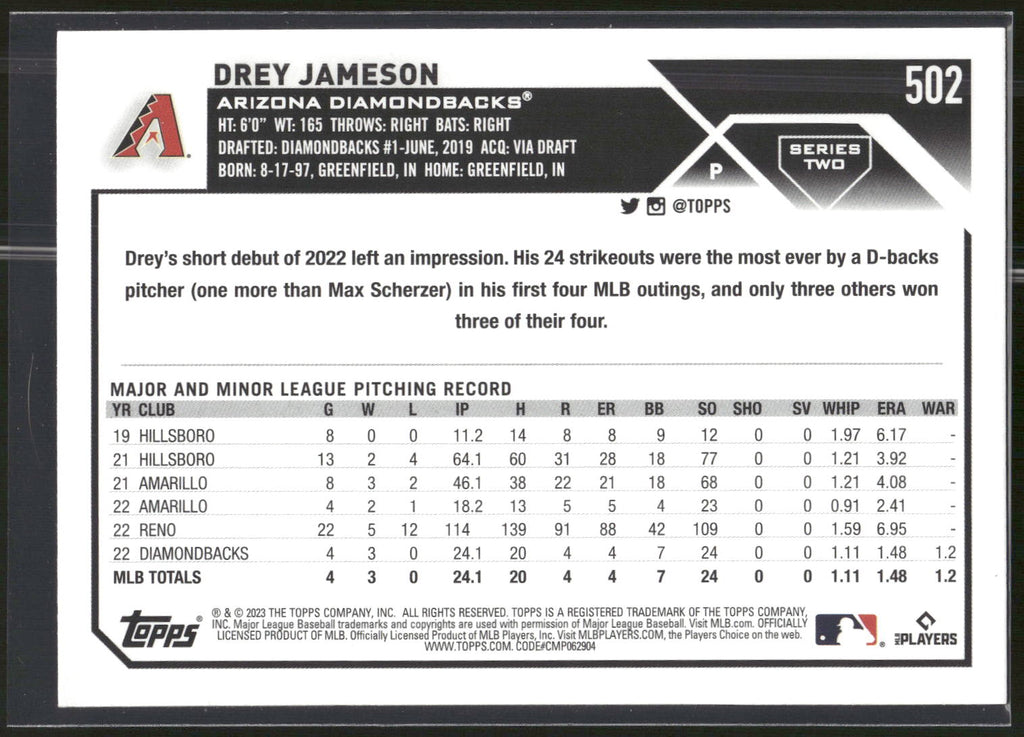 2023 Topps #502 Drey Jameson