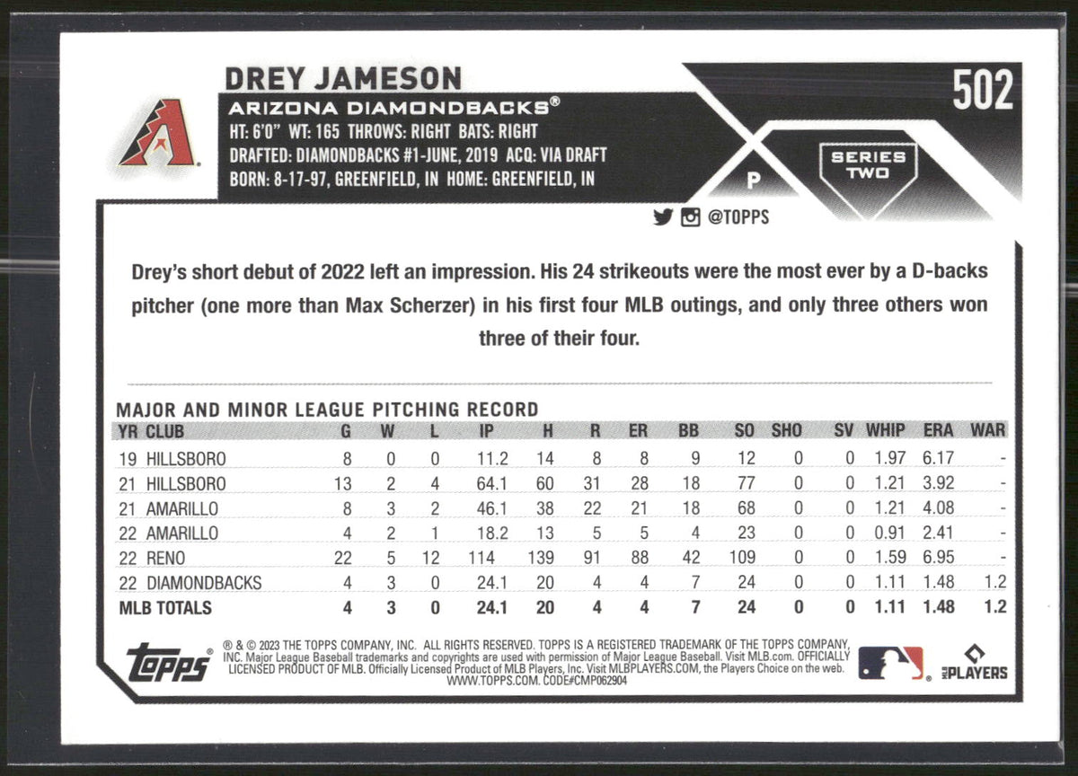 2023 Topps #502 Drey Jameson