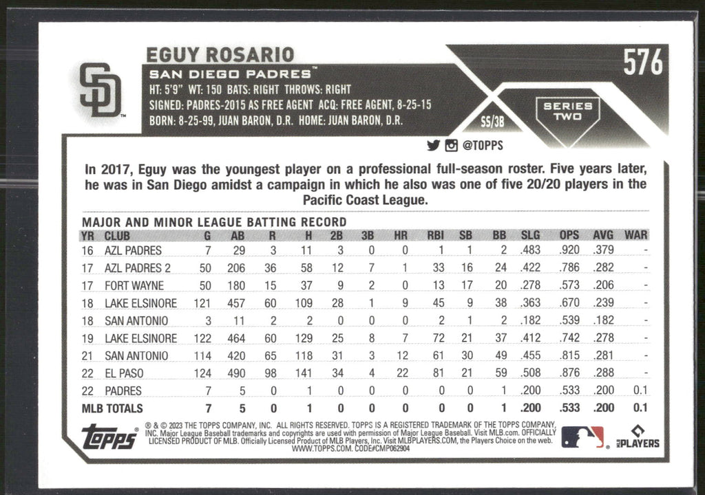 2023 Topps #576 Eguy Rosario