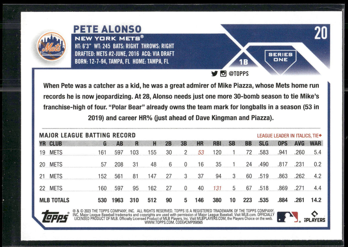 2023 Topps #20 Pete Alonso