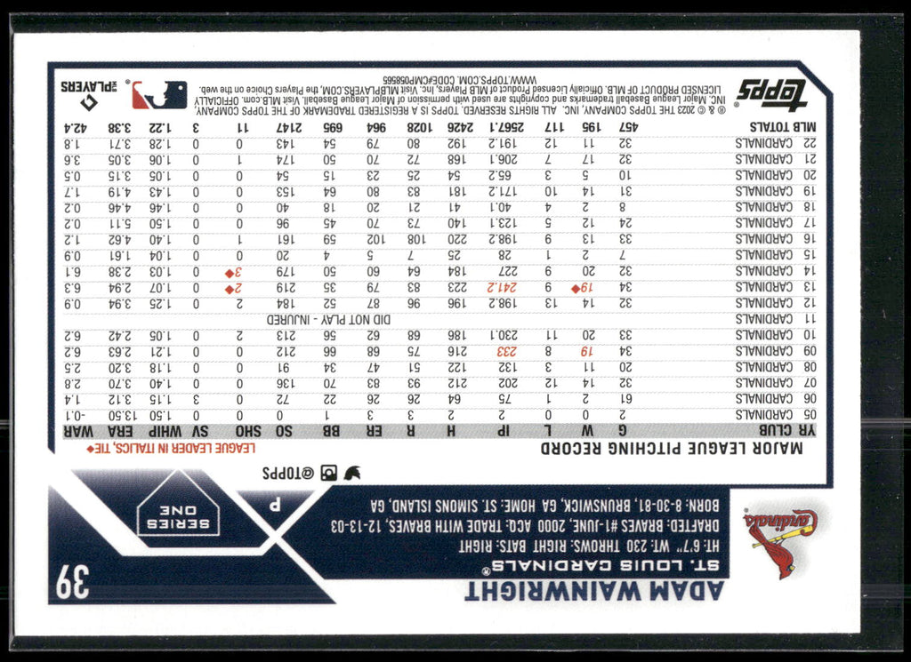 2023 Topps #39 Adam Wainwright