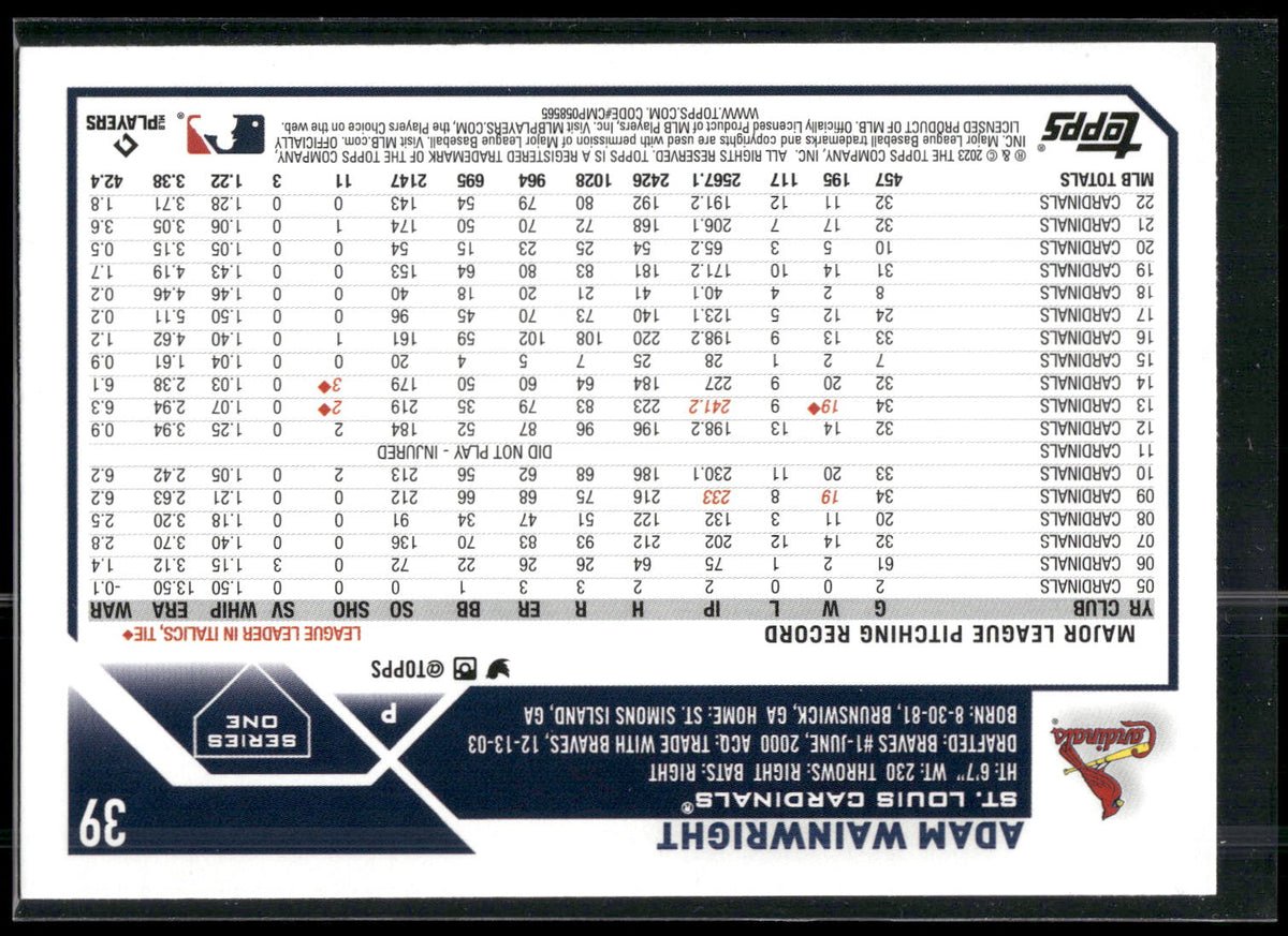 2023 Topps #39 Adam Wainwright