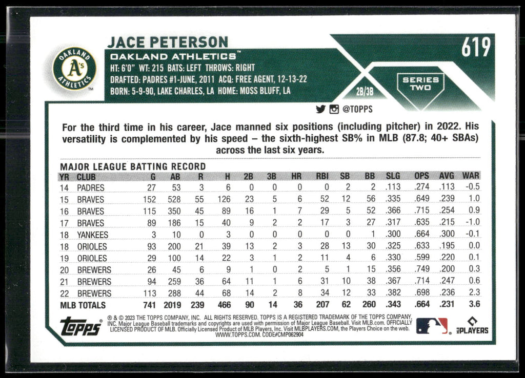 2023 Topps #619 Jace Peterson