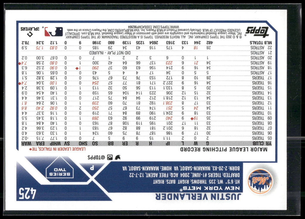 2023 Topps #425 Justin Verlander