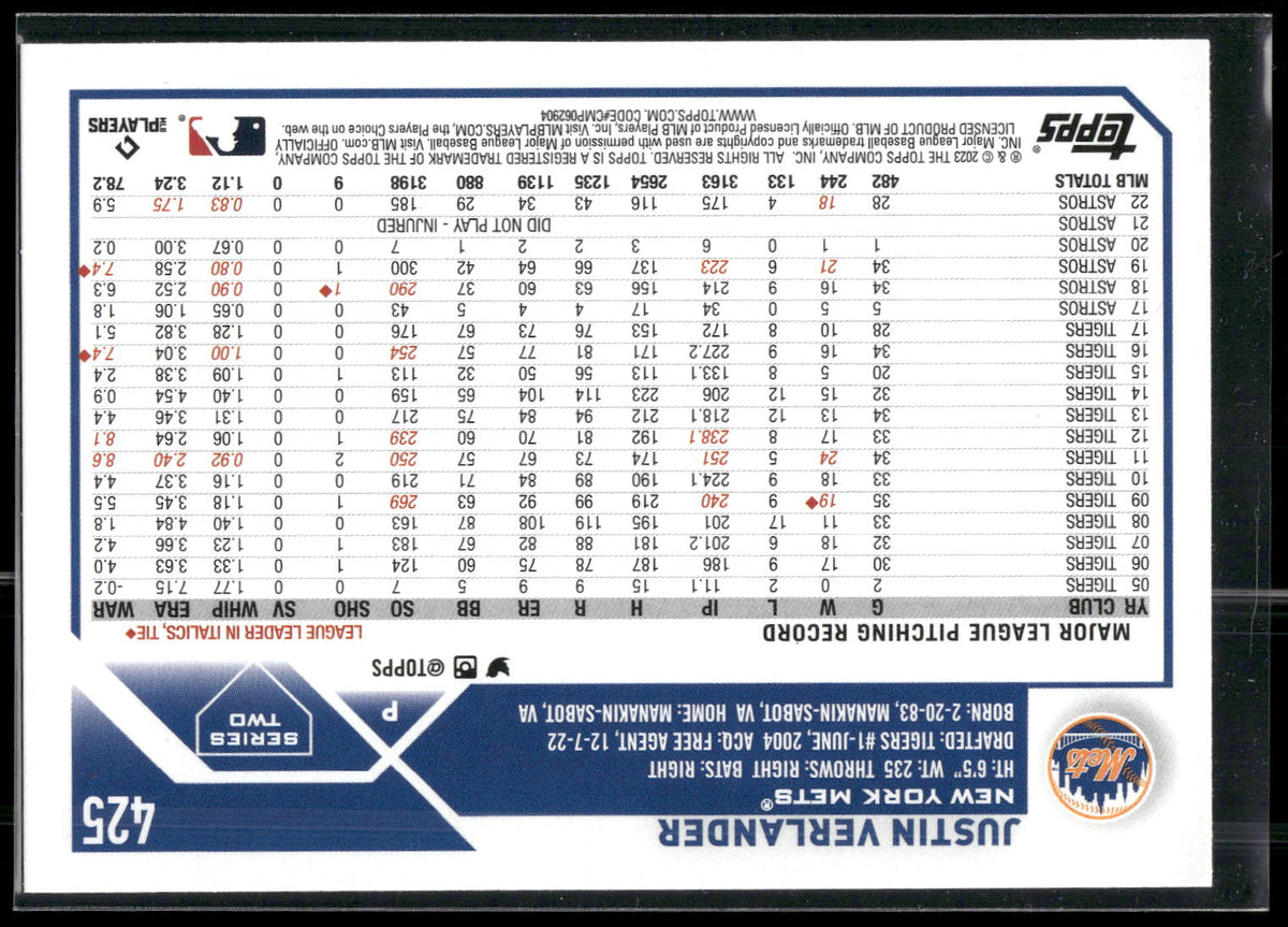2023 Topps #425 Justin Verlander