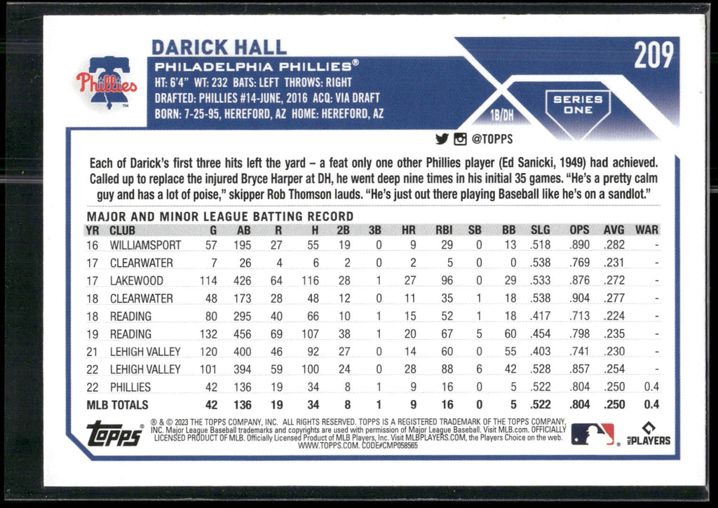 2023 Topps #209 Darick Hall
