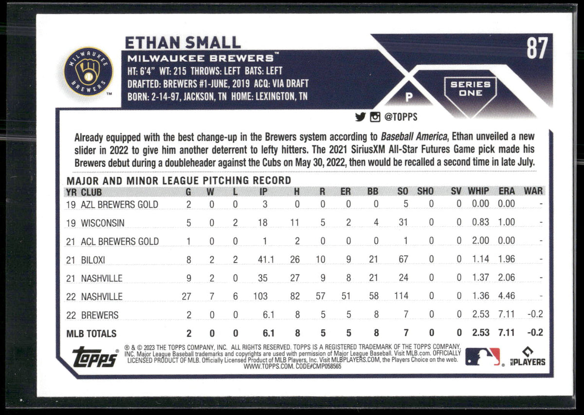 2023 Topps #87 Ethan Small